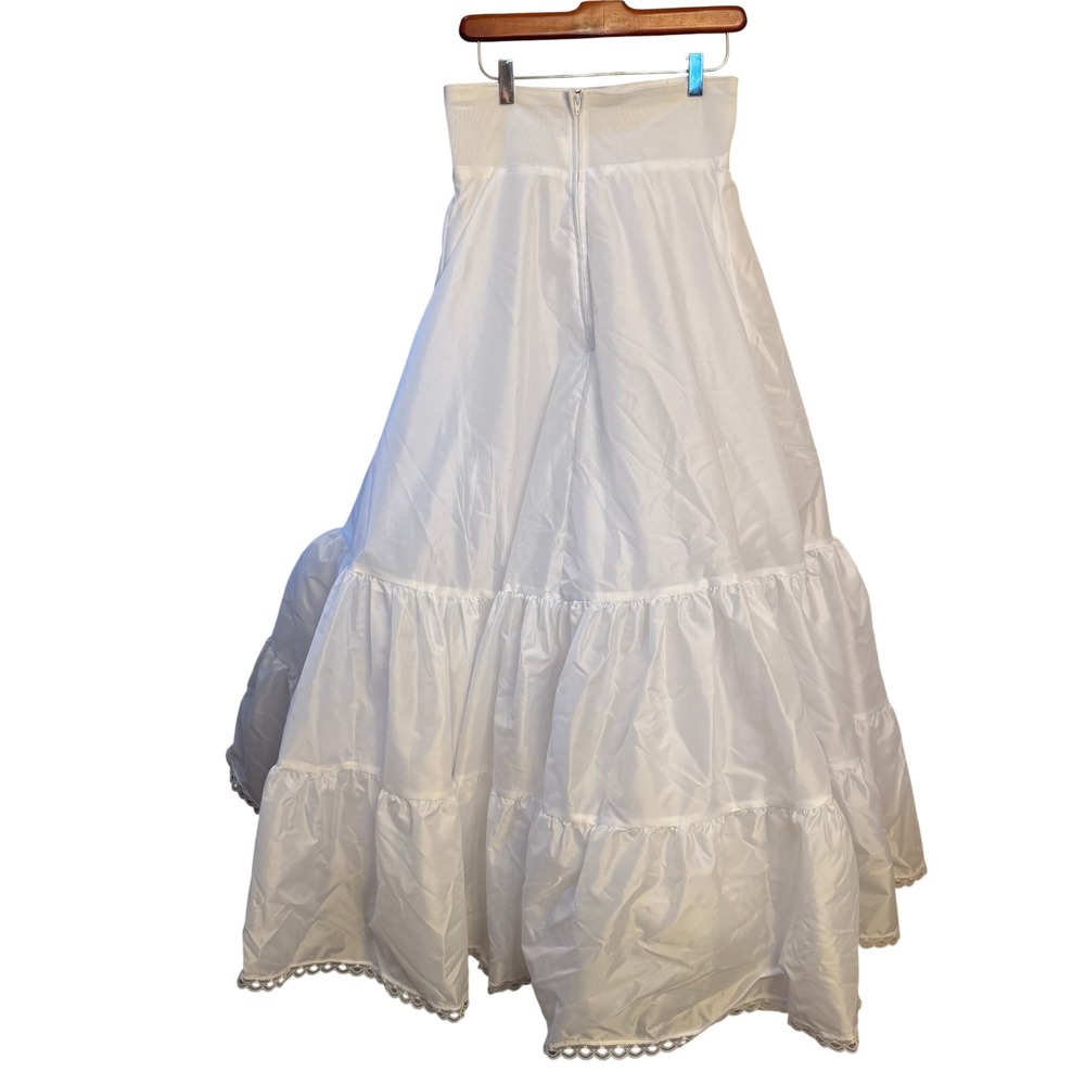 Davids Bridal 603 White Full Length Crinoline Petticoat Slip Lace Trim Womens 14